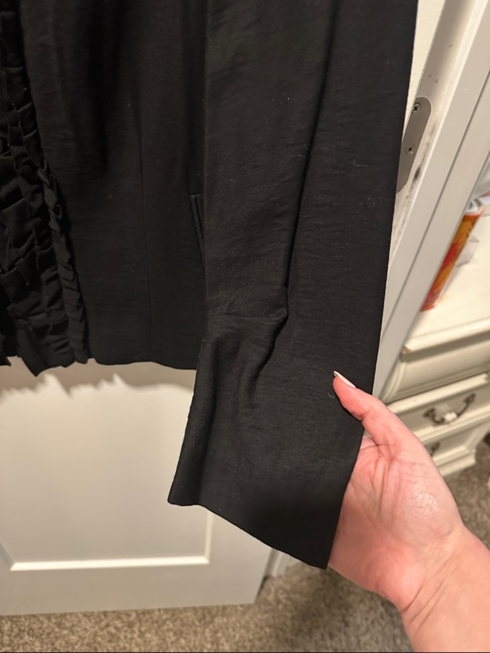 BCBGMaxAzria Black Ruffled-Front Blazer - Picture 6 of 8